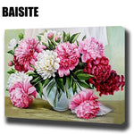 BAISITE DIY Framed Oil Painting By Numbers Flowers Pictures Canvas Painting For Living Room Wall Art Home Decor E781
