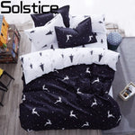 Solstice Cartoon Christmas Tree Elk Bedclothes Simple Fashion Geometric Stripes Bed Sheet Duvet Cover Sets 3/4pcs Bedding Set