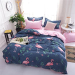 Solstice Cartoon Pink Flamingo Bedding Sets 3/4pcs Geometric Pattern Bed Linings Duvet Cover Bed Sheet Pillowcases Cover Set