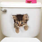 Cats 3D Wall Sticker Toilet Stickers Hole View Vivid Dogs Bathroom Home Decoration Animal Vinyl Decals Art Sticker Wall Poster