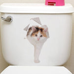 Cats 3D Wall Sticker Toilet Stickers Hole View Vivid Dogs Bathroom Home Decoration Animal Vinyl Decals Art Sticker Wall Poster