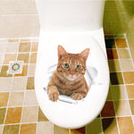 Cats 3D Wall Sticker Toilet Stickers Hole View Vivid Dogs Bathroom Home Decoration Animal Vinyl Decals Art Sticker Wall Poster