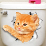 Cats 3D Wall Sticker Toilet Stickers Hole View Vivid Dogs Bathroom Home Decoration Animal Vinyl Decals Art Sticker Wall Poster