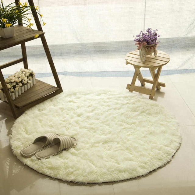 Fluffy Round Rug Carpets for Living Room Decor Faux Fur Carpet Kids Room Long Plush Rugs for Bedroom Shaggy Area Rug Modern Mat