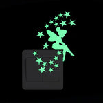 Cartoon Luminous Switch Sticker Glow in the Dark Wall Stickers Home Decor Kids Room Decoration Sticker Decal Cat Fairy Moon Star