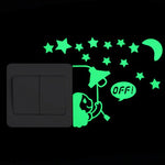 Cartoon Luminous Switch Sticker Glow in the Dark Wall Stickers Home Decor Kids Room Decoration Sticker Decal Cat Fairy Moon Star