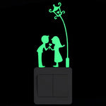 Cartoon Luminous Switch Sticker Glow in the Dark Wall Stickers Home Decor Kids Room Decoration Sticker Decal Cat Fairy Moon Star