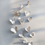 12 Pcs/Set 3D Wall Stickers Butterfly Hollow Paper 3Sizes Silver Gold For Fridge Stickers Home Party  Wedding Decor F507