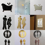 3D Mirror Sticker Funny WC Toilet Door Entrance Sign Men Women Bathroom DIY Wall Sticker Decals Bar Home Decor