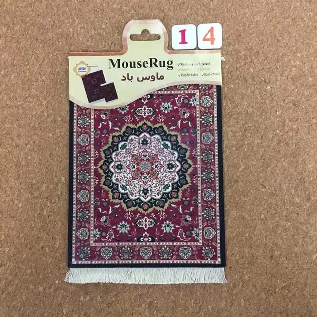 Mairuige Persian Mini Woven Rug Mat Mousepad Retro Style Carpet Pattern Cup Mouse Pad with Fring Home Office Table Decor Craft