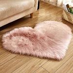 RAYUAN Love Heart Rugs Artificial Wool Sheepskin Hairy Carpet Faux Floor Mat Fur Plain Fluffy Soft Area Rug Tapetes