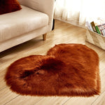 RAYUAN Love Heart Rugs Artificial Wool Sheepskin Hairy Carpet Faux Floor Mat Fur Plain Fluffy Soft Area Rug Tapetes