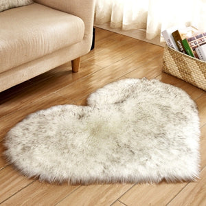 RAYUAN Love Heart Rugs Artificial Wool Sheepskin Hairy Carpet Faux Floor Mat Fur Plain Fluffy Soft Area Rug Tapetes