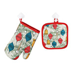 Xmas Kitchen Baking Supply Christmas Oven And Microwave Oven Hot Insulation Mat Baking Anti-Hot Gloves For Home