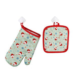 Xmas Kitchen Baking Supply Christmas Oven And Microwave Oven Hot Insulation Mat Baking Anti-Hot Gloves For Home