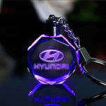 JQJ Personalized Laser Crystal Car Logo Key Chain Laser Engraved Glass Key Ring Colorful LED Light Keychain Home Decor Gift