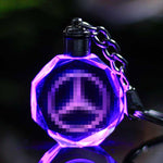 JQJ Personalized Laser Crystal Car Logo Key Chain Laser Engraved Glass Key Ring Colorful LED Light Keychain Home Decor Gift