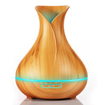 400ml Aroma Essential Oil Diffuser Ultrasonic Air Humidifier with Wood Grain 7 Color Changing LED Lights for Office Home