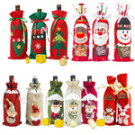 2019 Christmas Decor For Home Xmas Wine Bottle Bag Cover Santa Claus Deer Bottle Clothes Kitchen Decoration New Year Navided