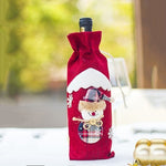 2019 Christmas Decor For Home Xmas Wine Bottle Bag Cover Santa Claus Deer Bottle Clothes Kitchen Decoration New Year Navided