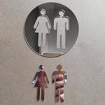 3D Mirror Sticker Funny WC Toilet Door Entrance Sign Men Women Bathroom DIY Wall Sticker Decals Bar Home Decor