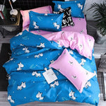 Solstice Cartoon Christmas Tree Elk Bedclothes Simple Fashion Geometric Stripes Bed Sheet Duvet Cover Sets 3/4pcs Bedding Set