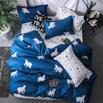 Solstice Cartoon Christmas Tree Elk Bedclothes Simple Fashion Geometric Stripes Bed Sheet Duvet Cover Sets 3/4pcs Bedding Set