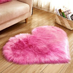 RAYUAN Love Heart Rugs Artificial Wool Sheepskin Hairy Carpet Faux Floor Mat Fur Plain Fluffy Soft Area Rug Tapetes