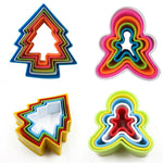 5PCS Kitchen Baking Mold Christmas Tree Shape Plastic Biscuit Cutting Mold Quincunx Baking Tools Cookie Mold Home Supplies