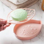 Plastic Drain Soap Box Holder Double Layer Leaf Shape Soap Storage Rack Container for Bathroom Products Home Organizer