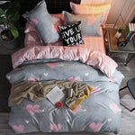 Solstice Cartoon Christmas Tree Elk Bedclothes Simple Fashion Geometric Stripes Bed Sheet Duvet Cover Sets 3/4pcs Bedding Set