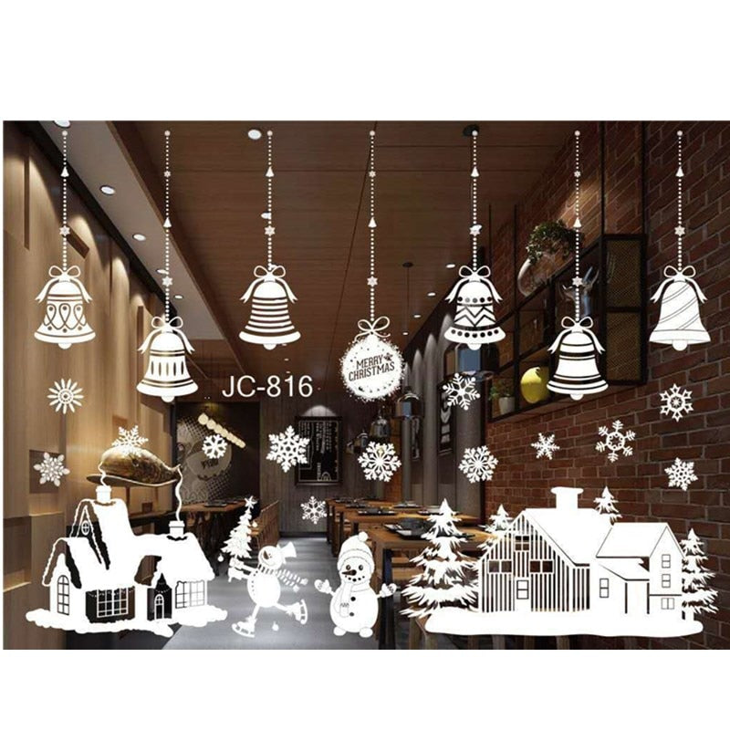 New Year Window Glass PVC Wall Sticker Christmas DIY Snow Town Wall Stickers Home Decal Christmas Decoration for Home Supplies